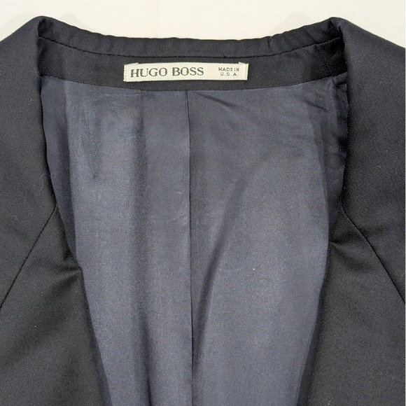 HUGO BOSS Vtg Double Breasted Al Capone Catania Suit Blazer 46L Blue Made in USA - Picture 11 of 16